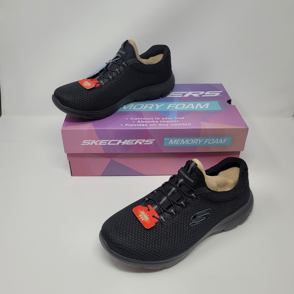 Skechers Summits Calm Harmony Black Slip On Sneakers Memory Foam Bungee 7.5W